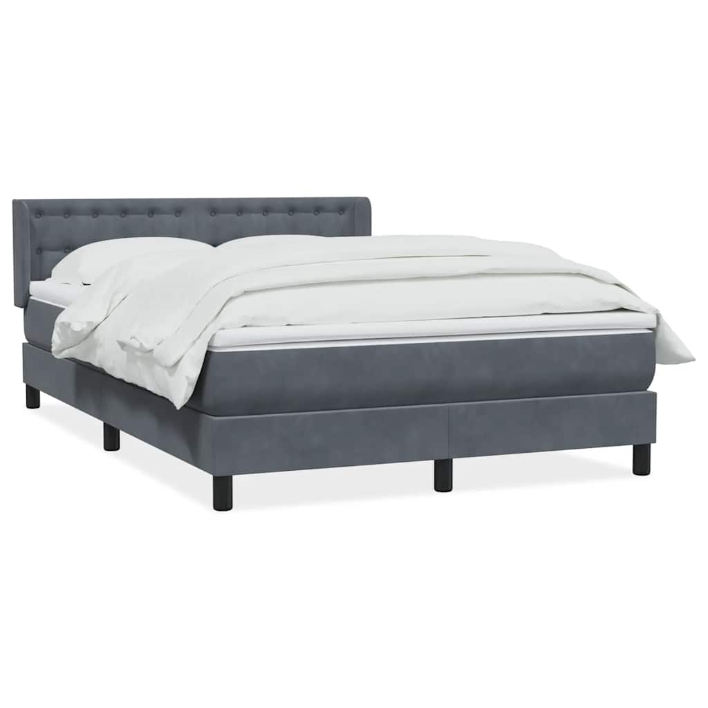 Giroletto a Molle con Materasso Grigio Scuro 140x210 cm Velluto