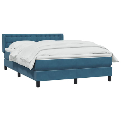 Giroletto a Molle con Materasso Blu Scuro 140x210 cm in Velluto