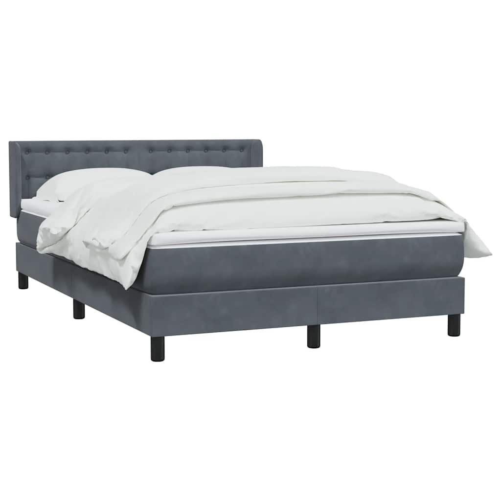 Giroletto a Molle con Materasso Grigio Scuro 160x210 cm Velluto