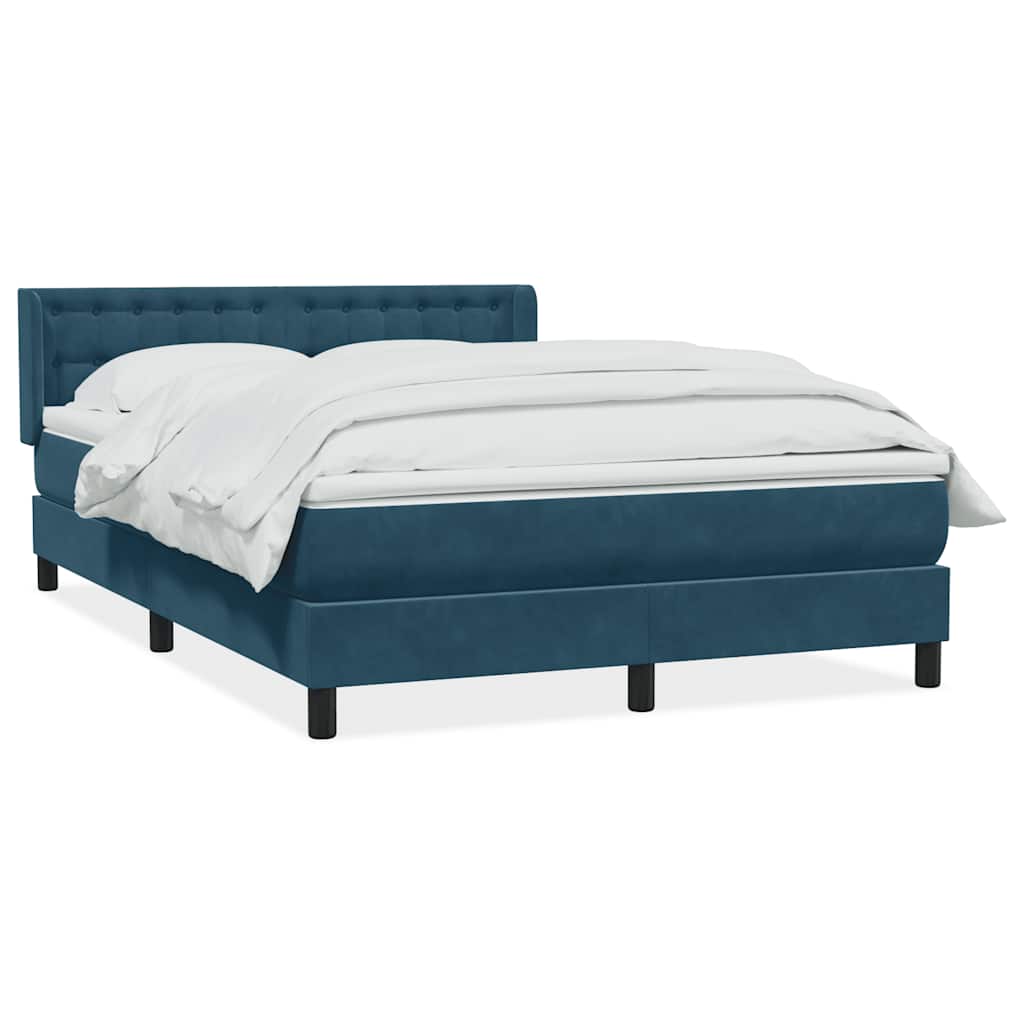 Giroletto a Molle con Materasso Blu Scuro 160x210 cm in Velluto