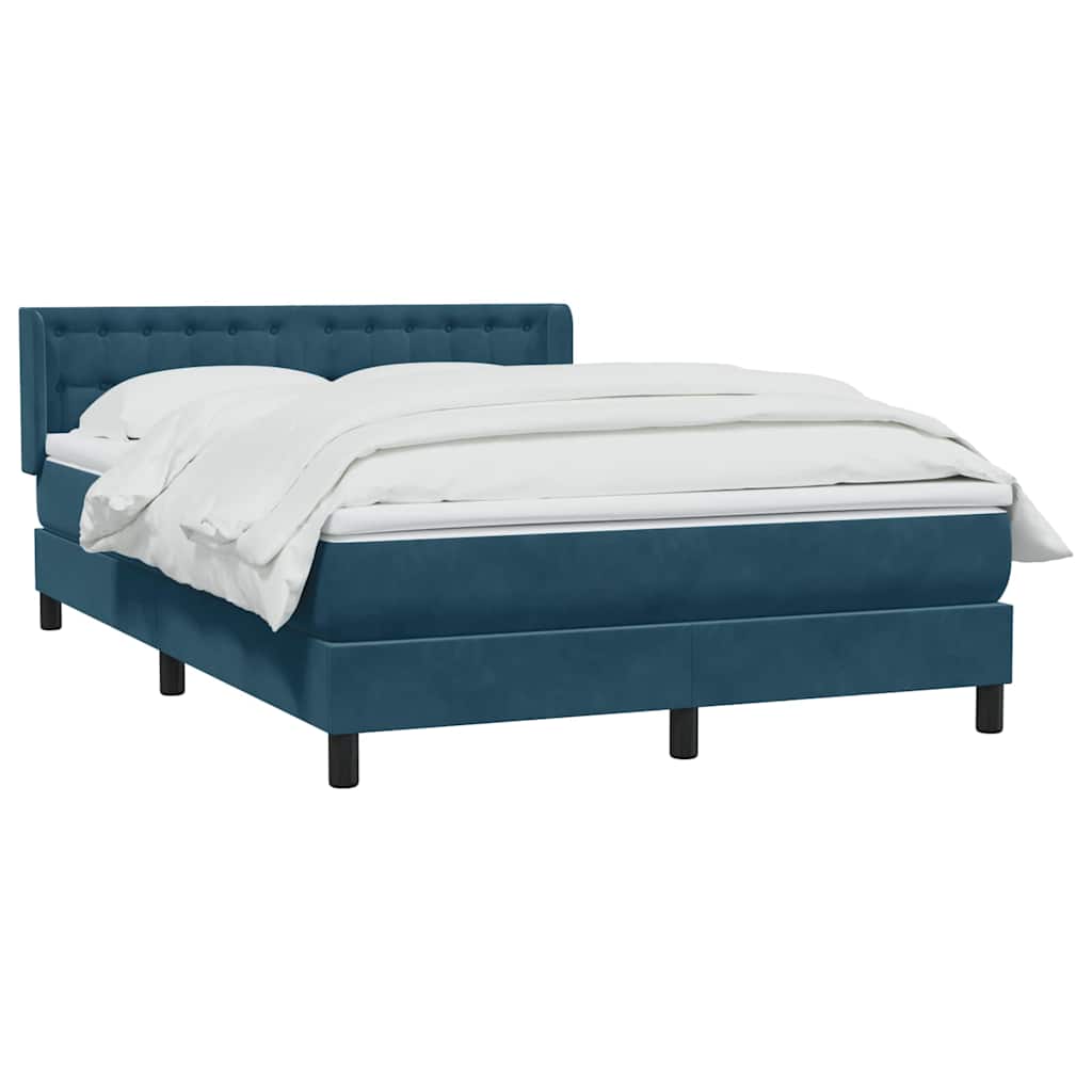 Giroletto a Molle con Materasso Blu Scuro 160x210 cm in Velluto