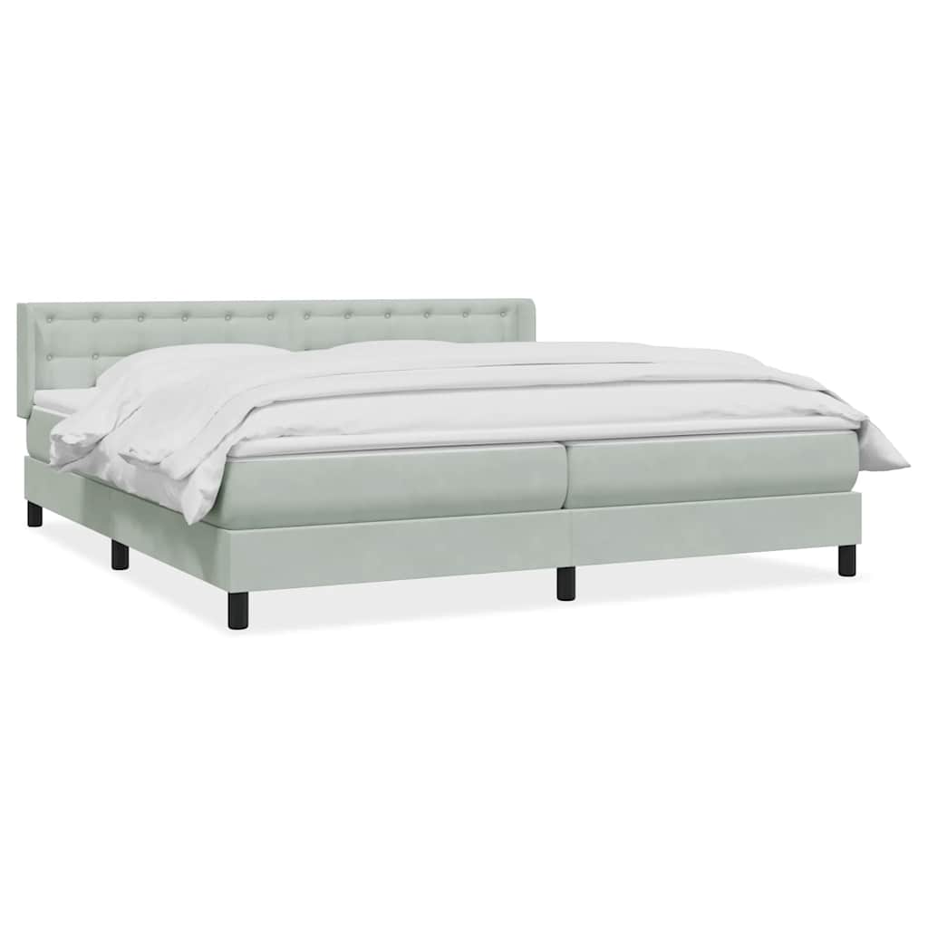 Giroletto a Molle con Materasso Grigio Chiaro 180x210cm Velluto