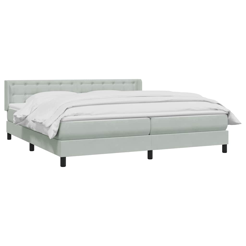 Giroletto a Molle con Materasso Grigio Chiaro 180x210cm Velluto