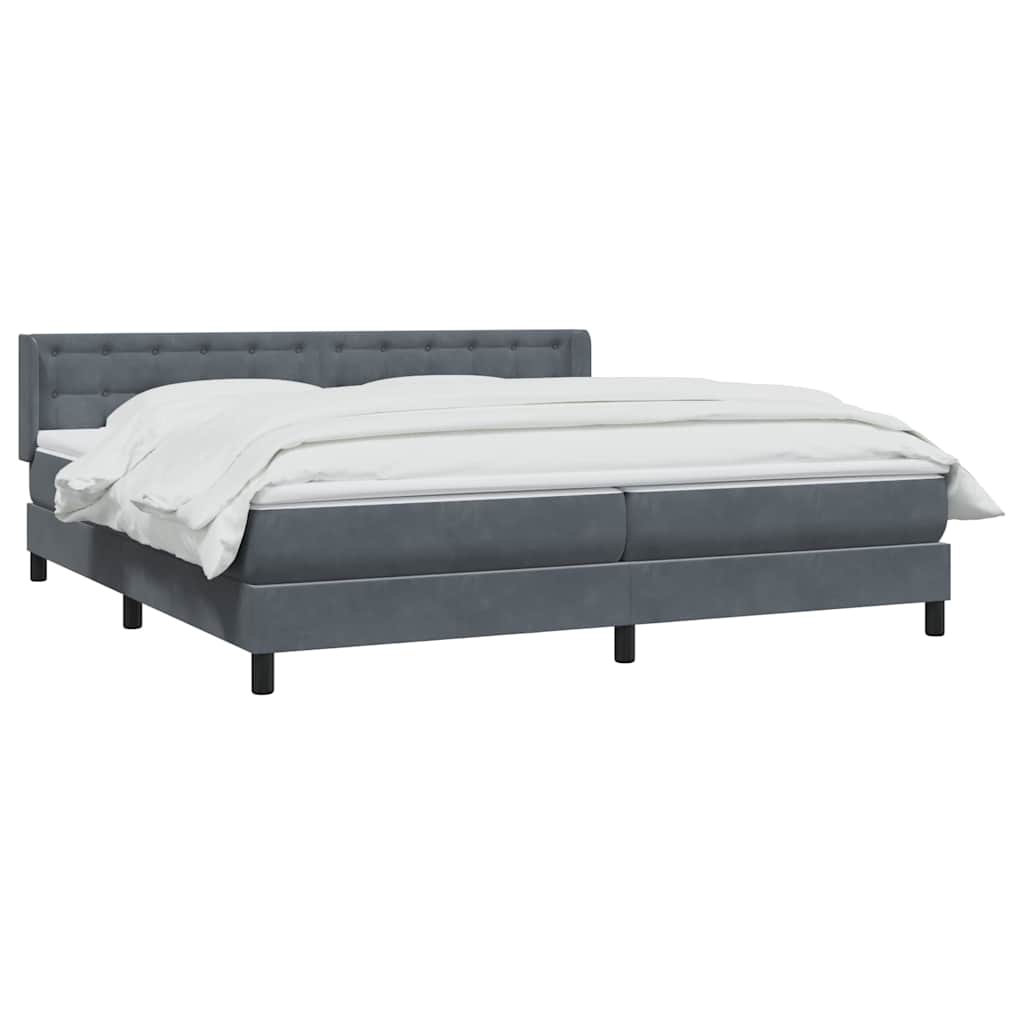 Giroletto a Molle con Materasso Grigio Scuro 180x210 cm Velluto