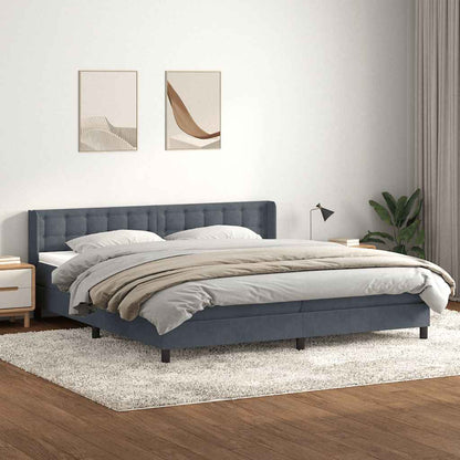 Giroletto a Molle con Materasso Grigio Scuro 180x210 cm Velluto