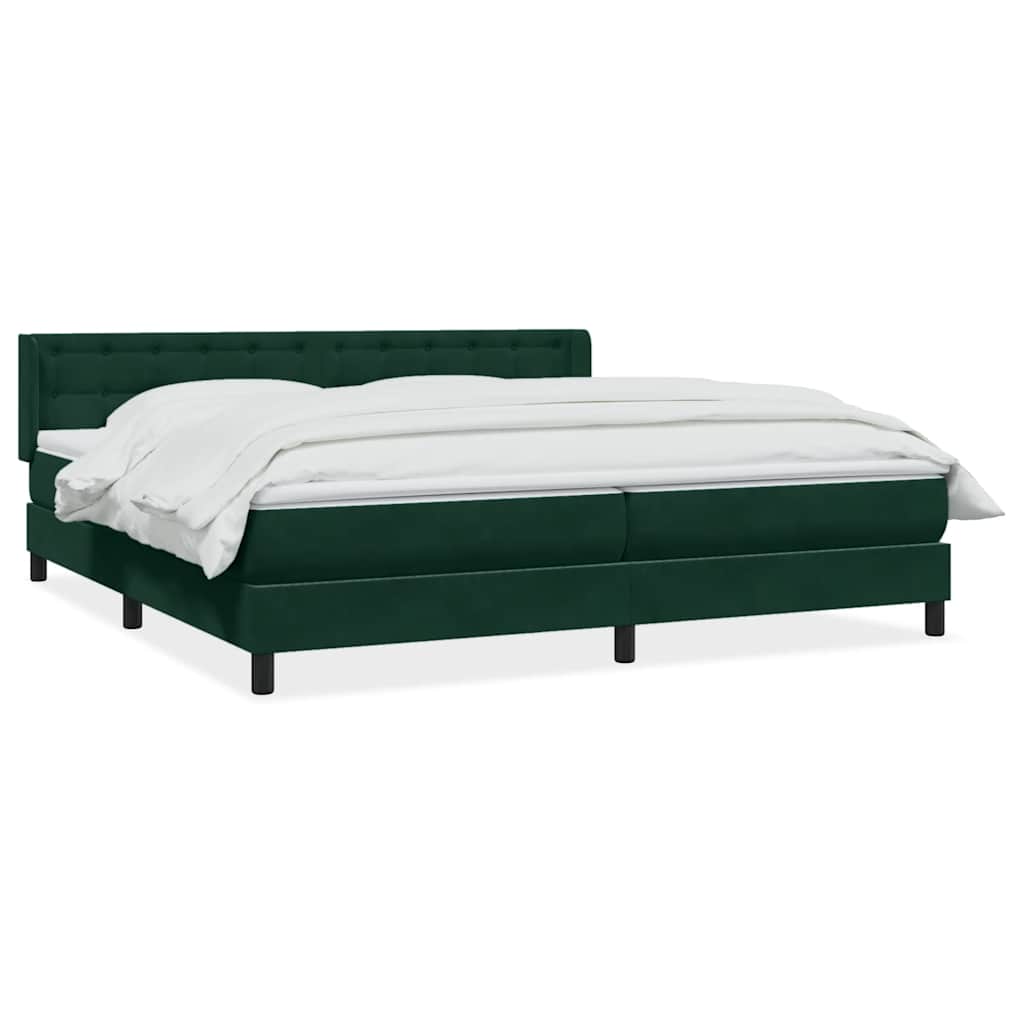 Giroletto a Molle con Materasso Verde Scuro 180x210 cm Velluto