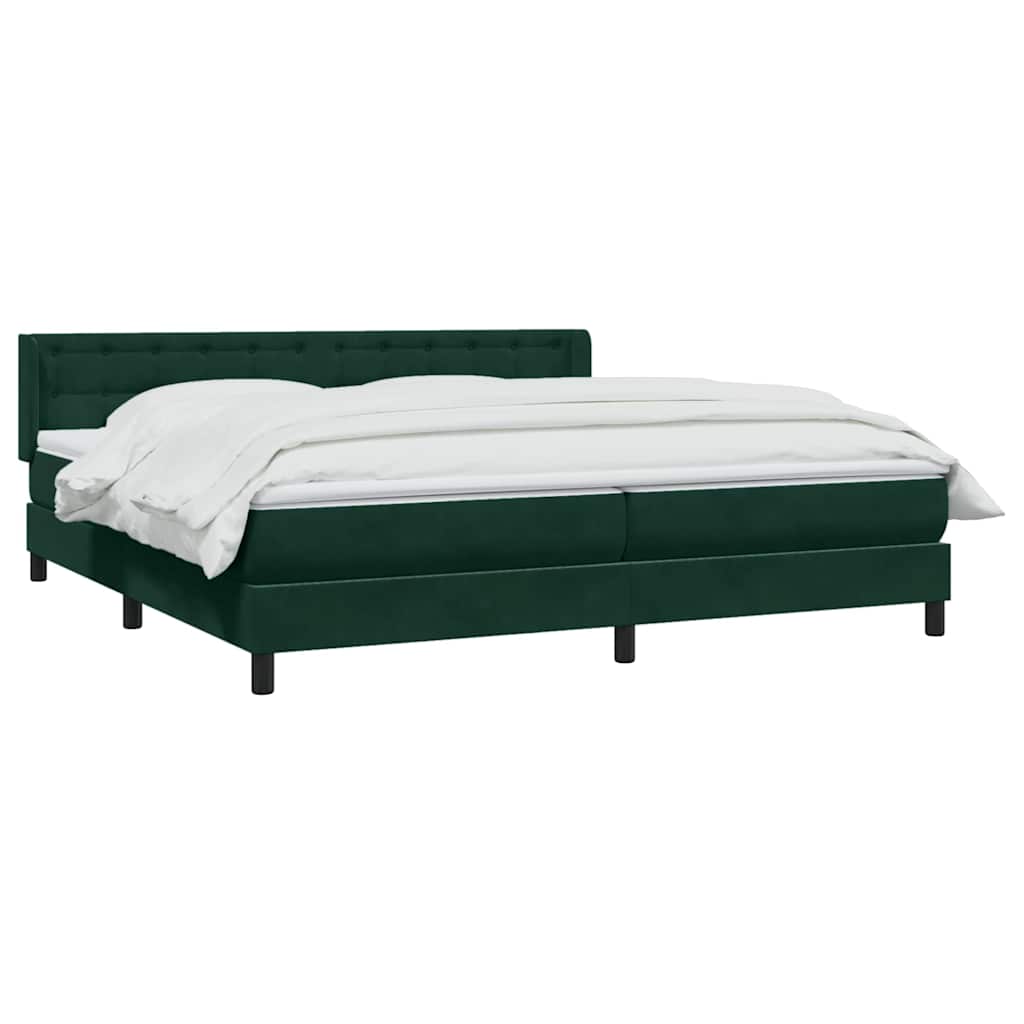 Giroletto a Molle con Materasso Verde Scuro 180x210 cm Velluto