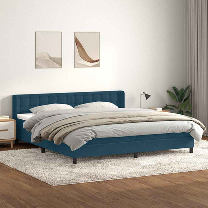 Giroletto a Molle con Materasso Blu Scuro 180x210 cm in Velluto