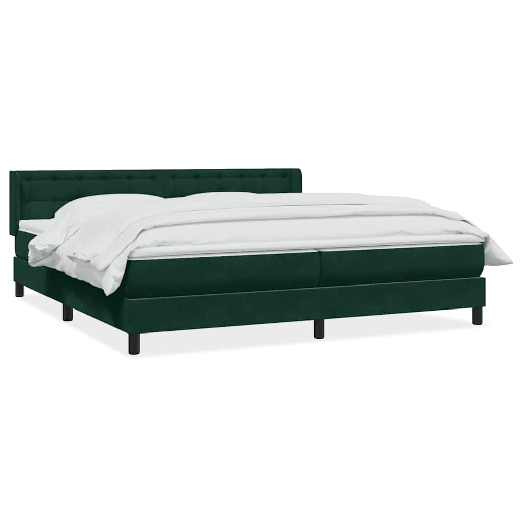 Giroletto a Molle con Materasso Verde Scuro 200x210 cm Velluto