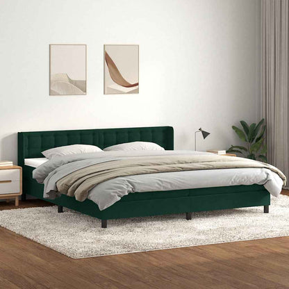Giroletto a Molle con Materasso Verde Scuro 200x210 cm Velluto