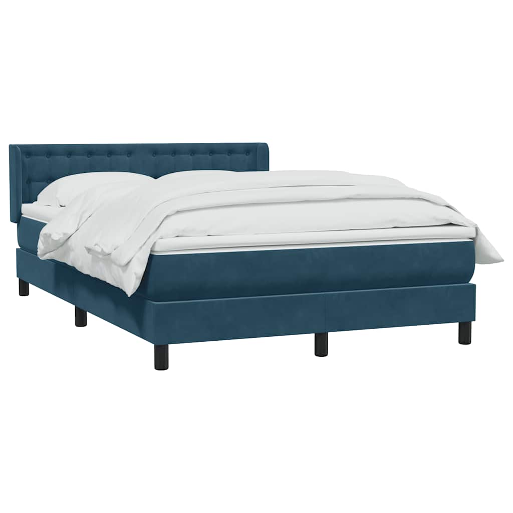 Giroletto a Molle con Materasso Blu Scuro 160x220 cm in Velluto