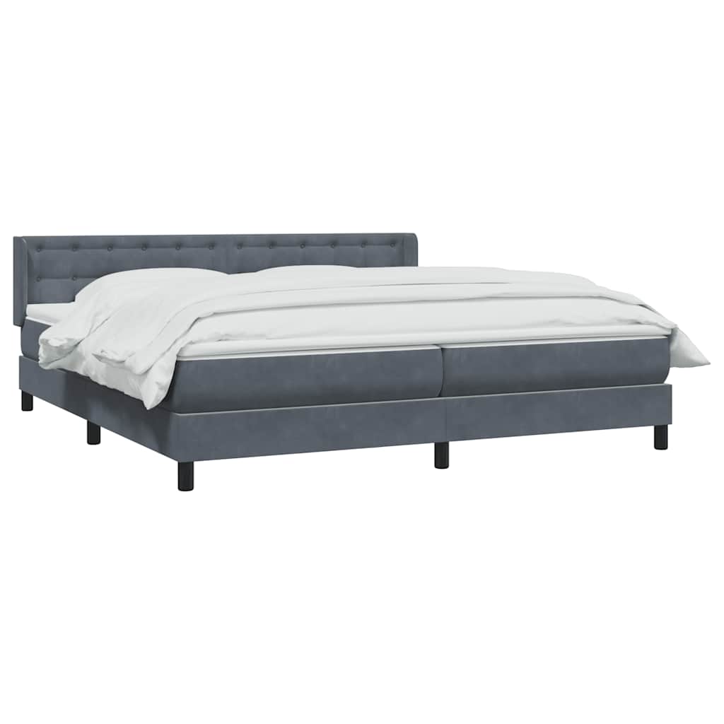 Giroletto a Molle con Materasso Grigio Scuro 180x220 cm Velluto