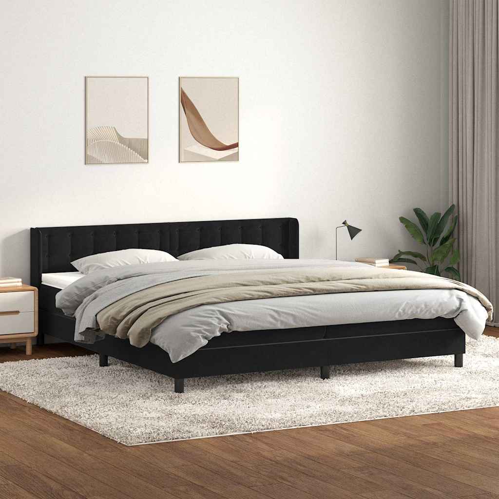 Giroletto a Molle con Materasso Nero 180x220 cm in Velluto