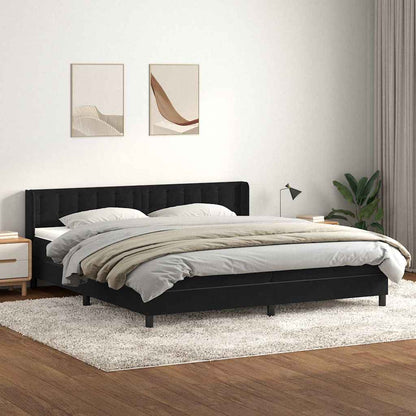 Giroletto a Molle con Materasso Nero 180x220 cm in Velluto