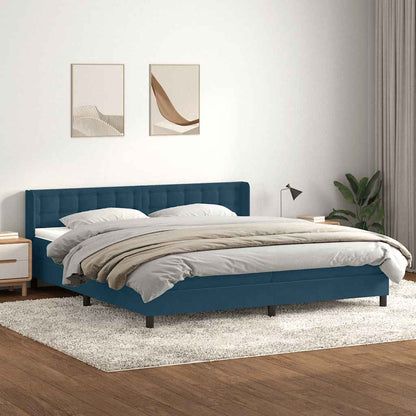 Giroletto a Molle con Materasso Blu Scuro 180x220 cm Velluto