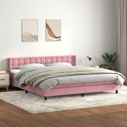 Giroletto a Molle con Materasso Rosa 180x220 cm in Velluto