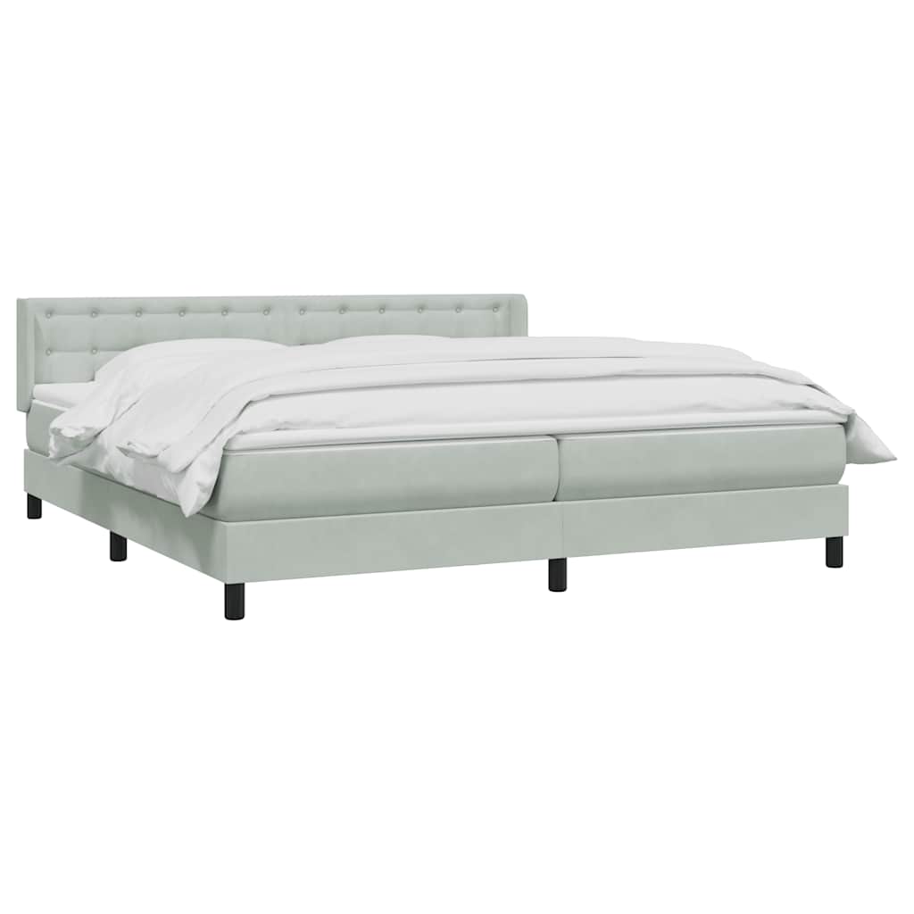Giroletto a Molle con Materasso Grigio Chiaro 200x220cm Velluto