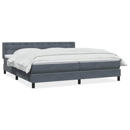 Giroletto a Molle con Materasso Grigio Scuro 200x220 cm Velluto