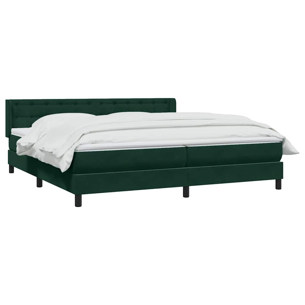 Giroletto a Molle con Materasso Verde Scuro 200x220 cm Velluto