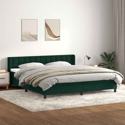Giroletto a Molle con Materasso Verde Scuro 200x220 cm Velluto
