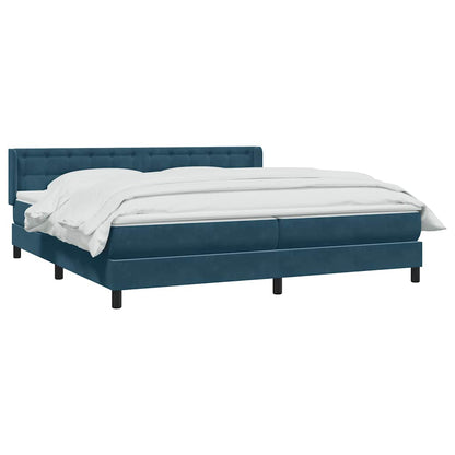 Giroletto a Molle con Materasso Blu Scuro 200x220 cm in Velluto
