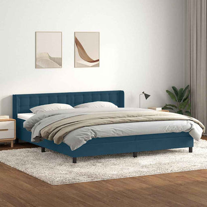 Giroletto a Molle con Materasso Blu Scuro 200x220 cm in Velluto