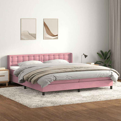 Giroletto a Molle con Materasso Rosa 200x220 cm in Velluto