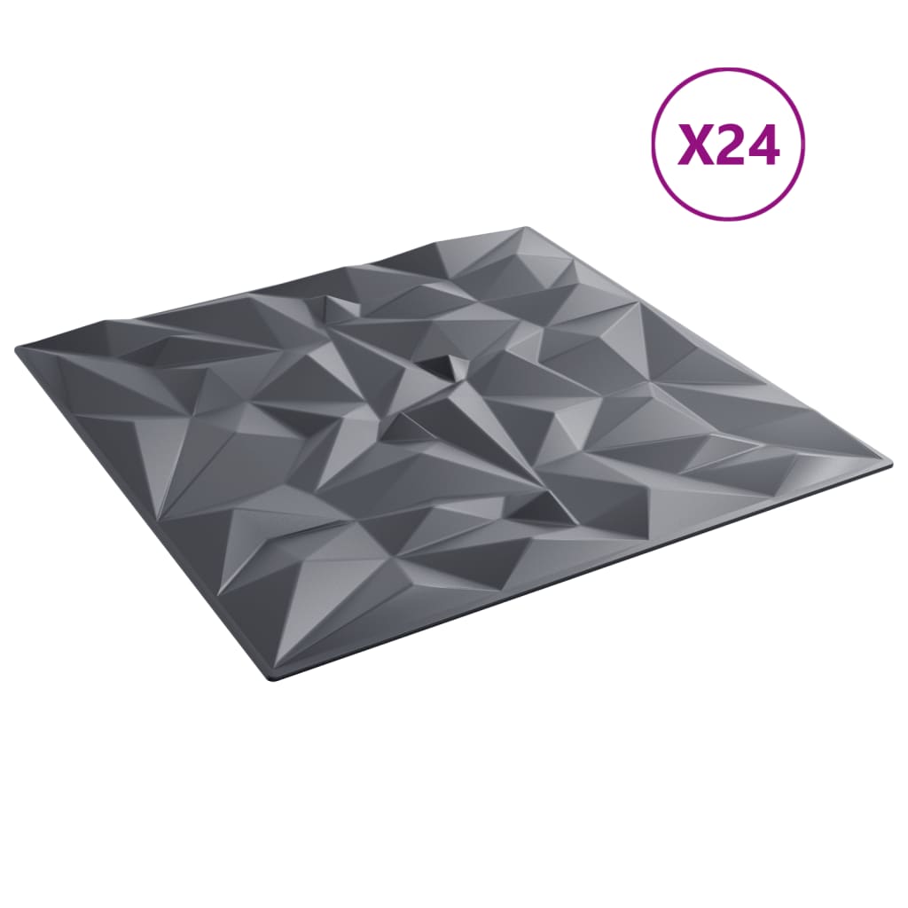 Pannelli Murali 24 pz Grigi 50x50 cm XPS 6 m² Ametista