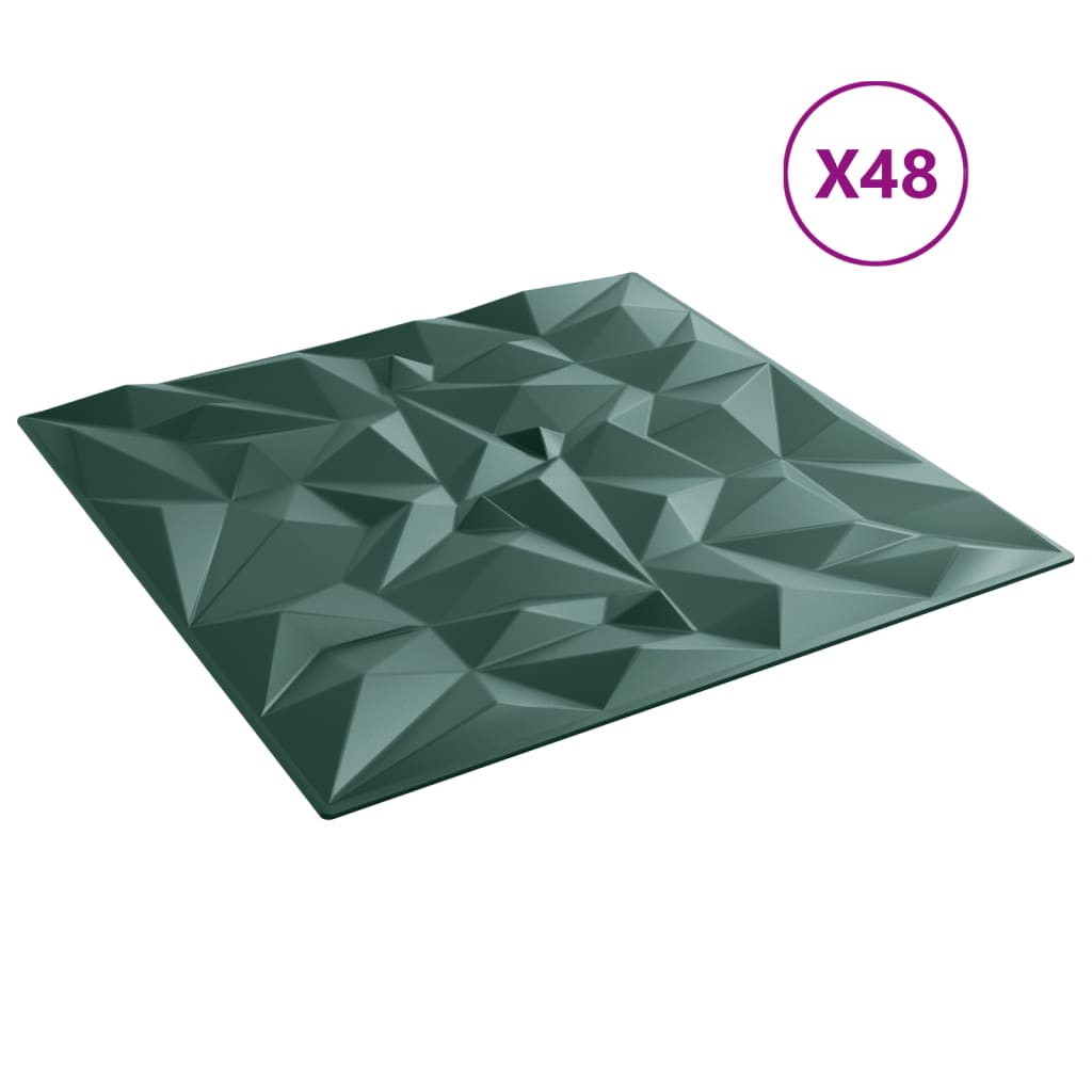Pannelli Murali 48 pz Verdi 50x50 cm XPS 12 m² Ametista