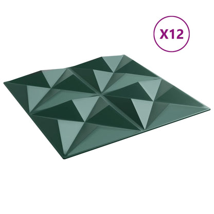 Pannelli Murali 12 pz Verdi 50x50 cm XPS 3 m² Origami