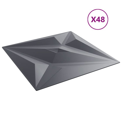Pannelli Murali 48 pz Grigi 50x50 cm XPS 12 m² Stella