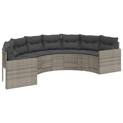 Divano da Giardino con Cuscini Semicircolare Grigio Polyrattan