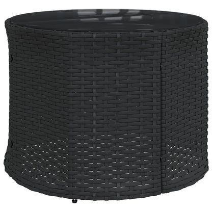 Divano Giardino Tavolo e Cuscini Semicircolare Nero Polyrattan