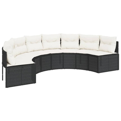 Divano da Giardino con Cuscini Semicircolare in Polyrattan