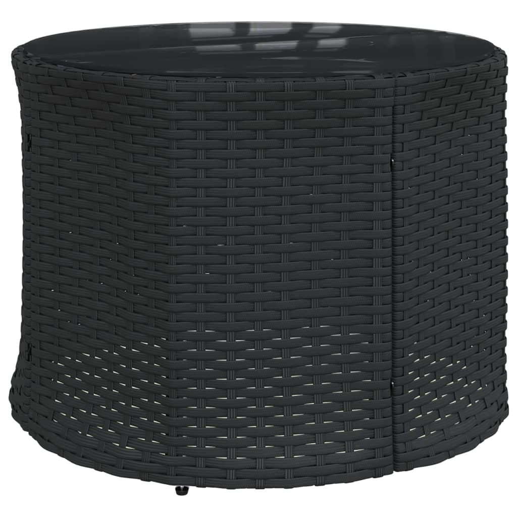 Divano Giardino Tavolo e Cuscini Semicircolare Nero Polyrattan