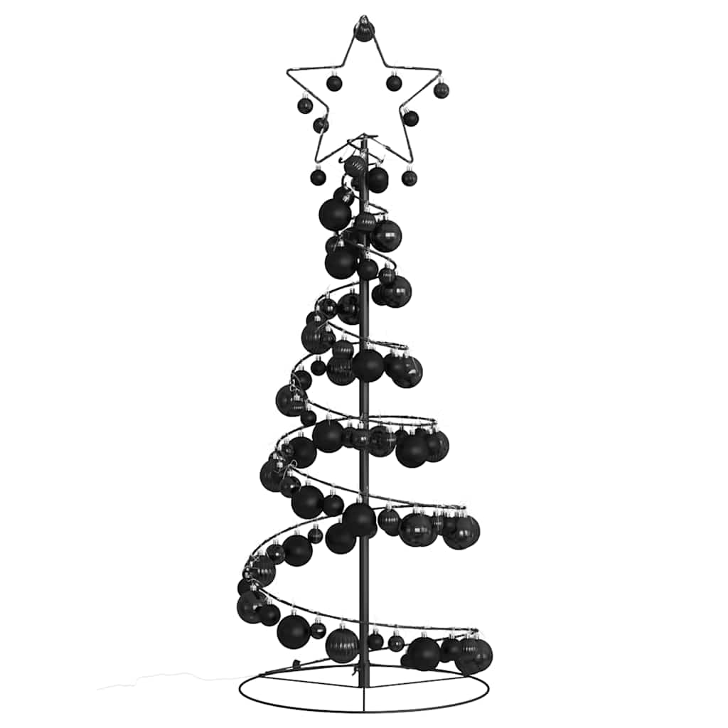 Albero di Natale a LED con Palline 80 LED Bianco Caldo 120 cm