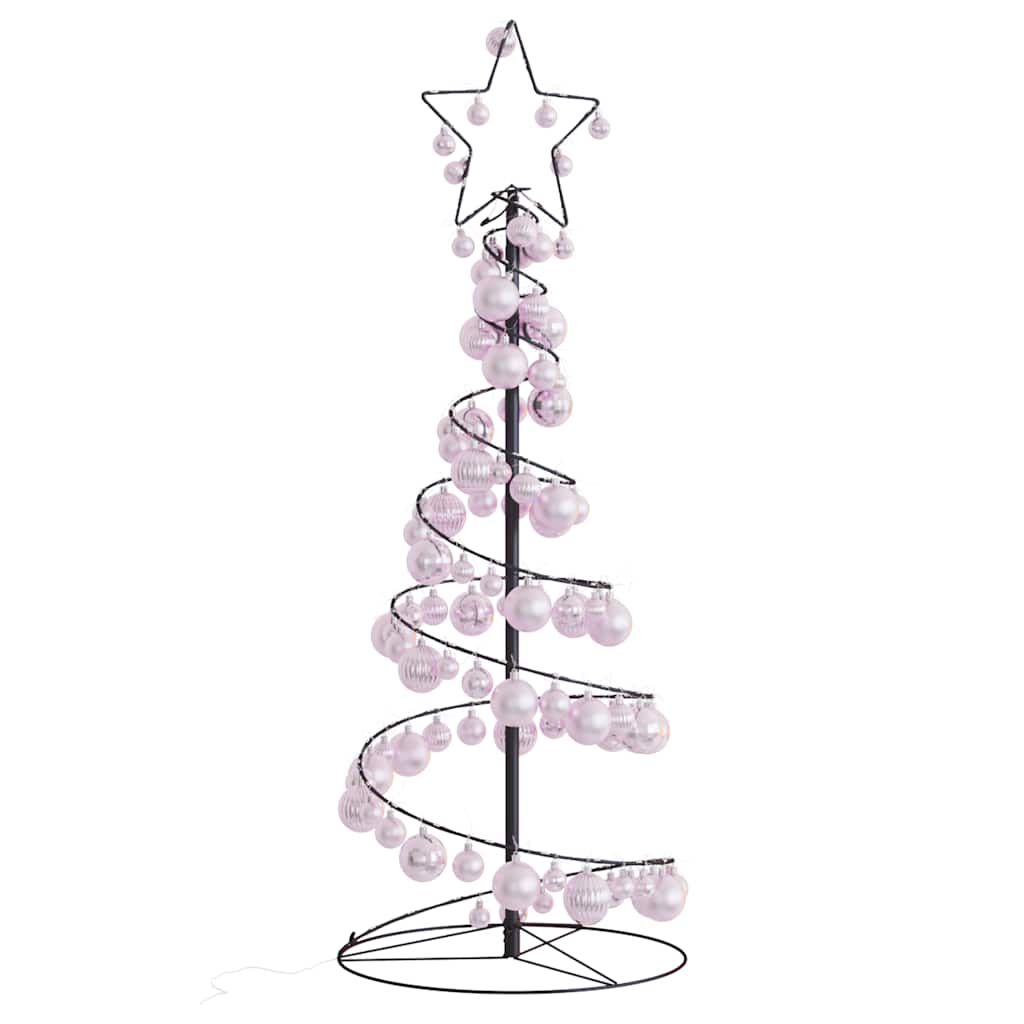 Albero di Natale a LED con Palline 80 LED Bianco Caldo 120 cm