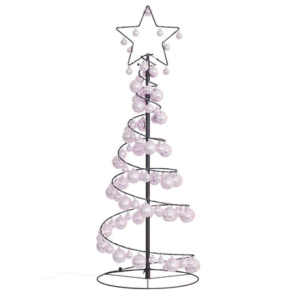Albero di Natale a LED con Palline 80 LED Bianco Caldo 120 cm