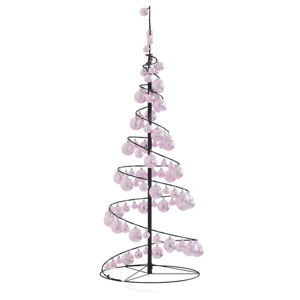 Albero di Natale a LED con Palline 80 LED Bianco Caldo 120 cm