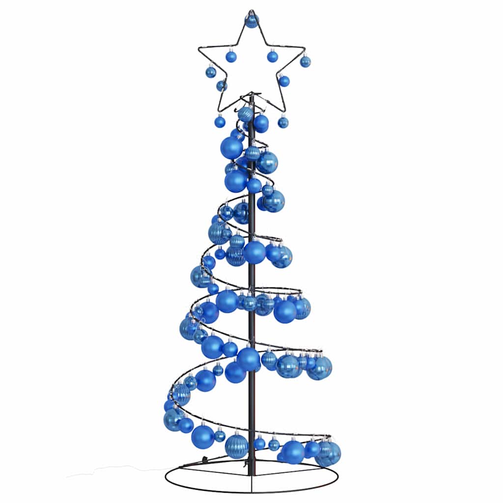 Albero di Natale a LED con Palline 80 LED Bianco Caldo 120 cm