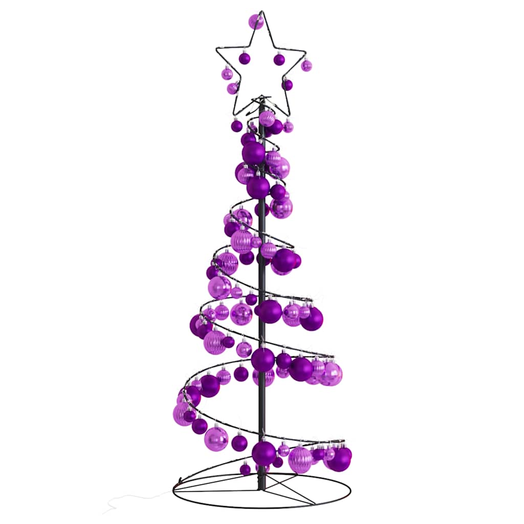 Albero di Natale a LED con Palline 80 LED Bianco Caldo 120 cm