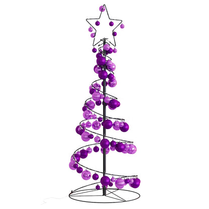 Albero di Natale a LED con Palline 80 LED Bianco Caldo 120 cm