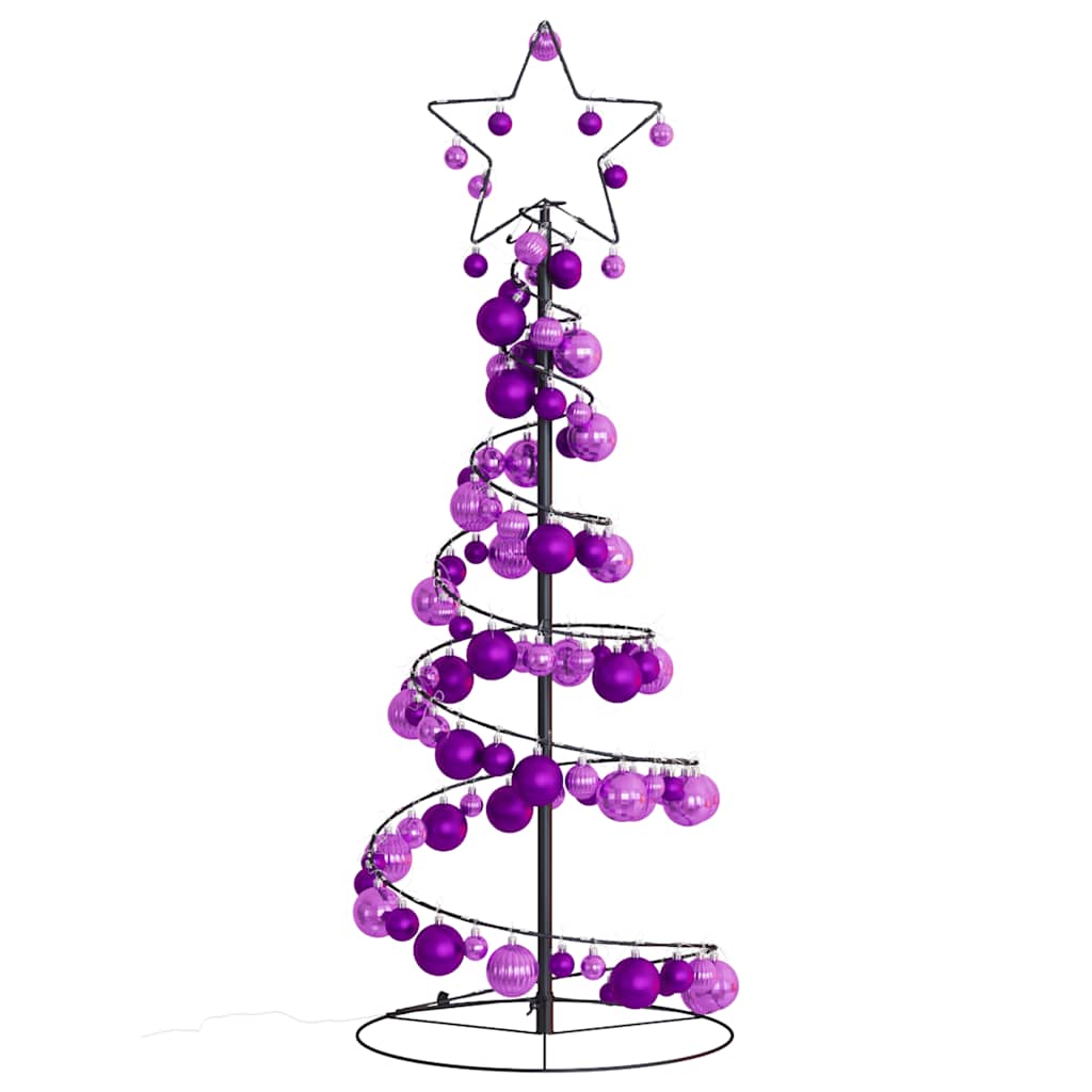 Albero di Natale a LED con Palline 80 LED Bianco Caldo 120 cm