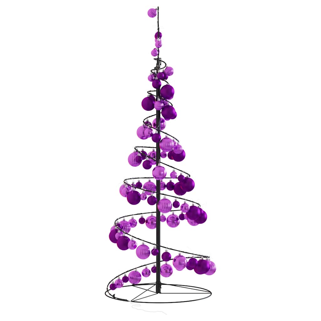 Albero di Natale a LED con Palline 80 LED Bianco Caldo 120 cm