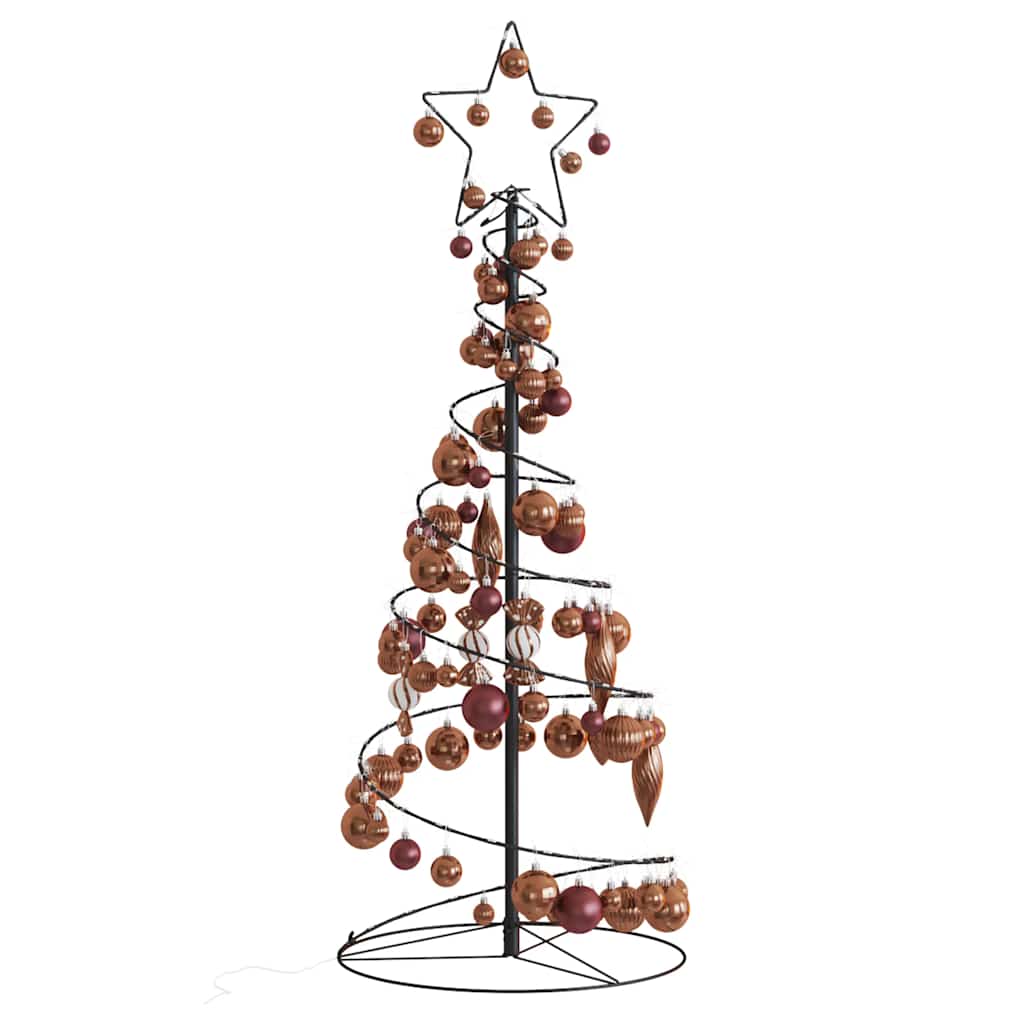 Albero di Natale a LED con Palline 80 LED Bianco Caldo 120 cm