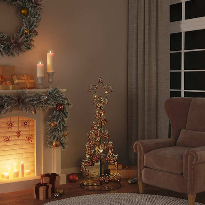 Albero di Natale a LED con Palline 80 LED Bianco Caldo 120 cm