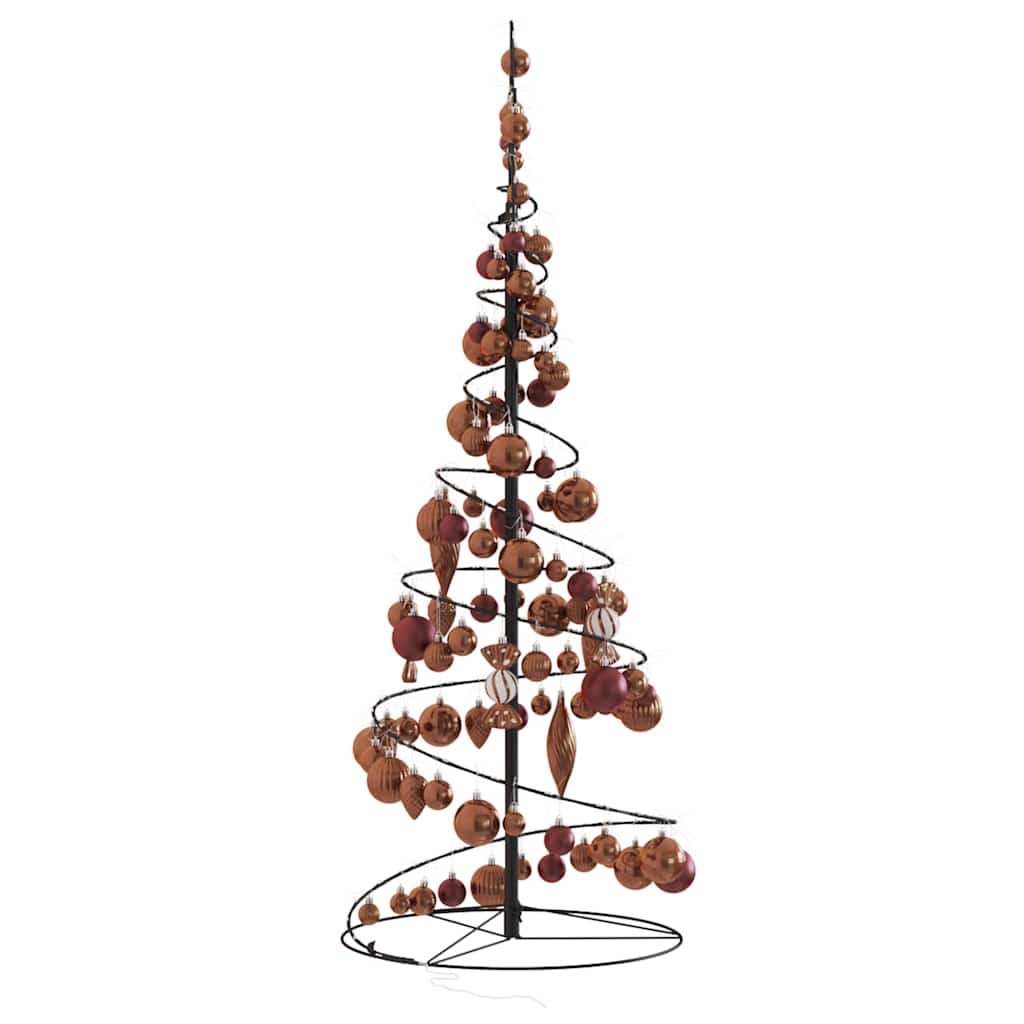 Albero di Natale a LED con Palline 80 LED Bianco Caldo 120 cm