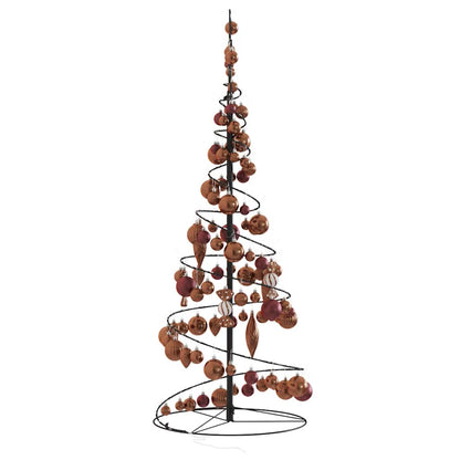 Albero di Natale a LED con Palline 80 LED Bianco Caldo 120 cm