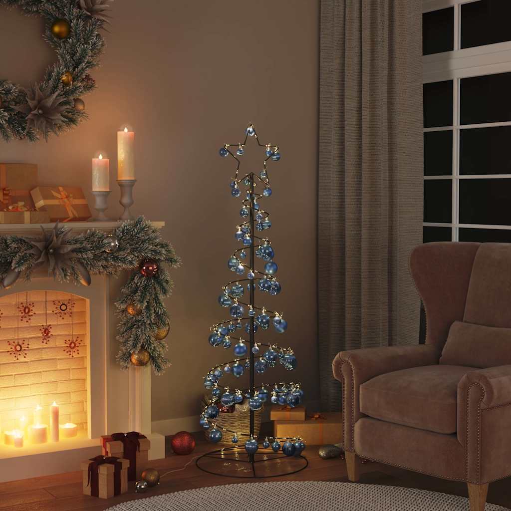 Albero di Natale a LED con Palline 100 LED Bianco Caldo 150 cm