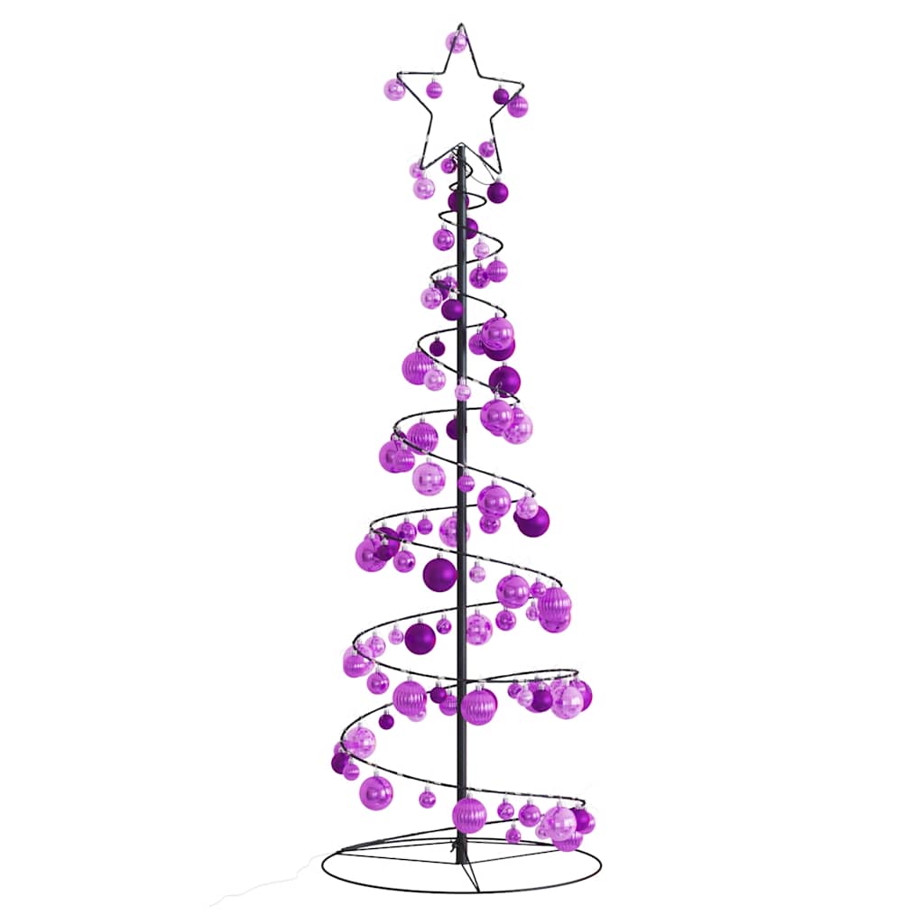 Albero di Natale a LED con Palline 100 LED Bianco Caldo 150 cm